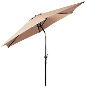 9 ft. Steel Market Tilt Patio Umbrella with Crank Outdoor in Beige
