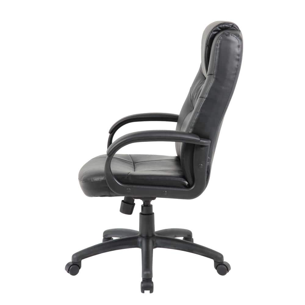 Black High Back Leather Executive Swivel Chair with Fixed Arms