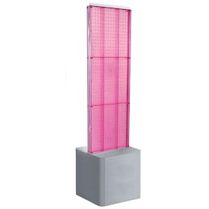 60 in. H x 16 in. W 2-Sided Pegboard Floor Display on Adjustable Studio Base in Pink