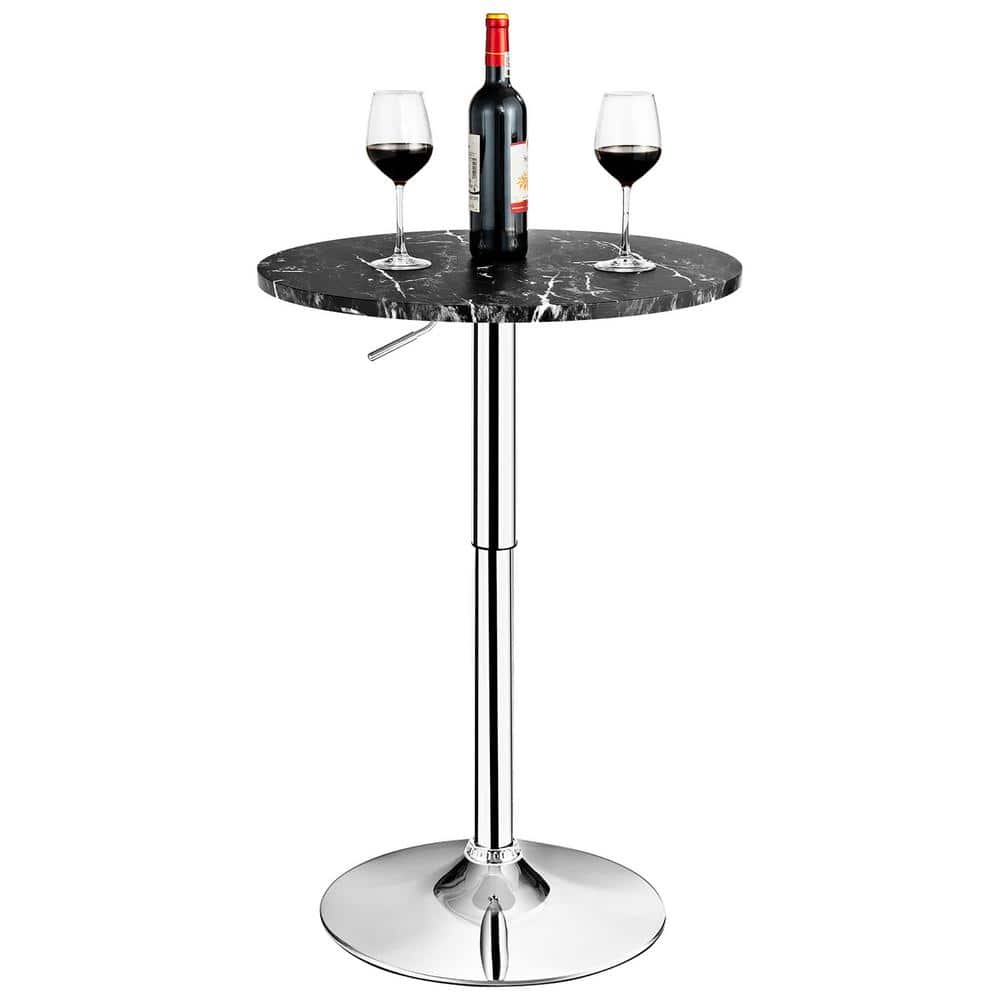 Black Marble Adjustable Height Round Bistro Table
