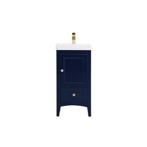 Timeless Home 17.5 in. W x 13.625 in. D x 34.25 in. H Single Bathroom Vanity in Blue with White Ceramic Top and Basin