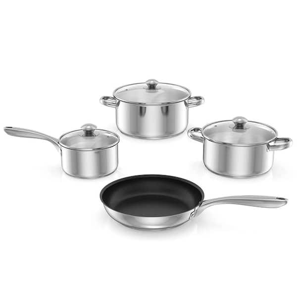 Aoibox 11-Pieces Cream White Granite Induction Non-Stick Cookware Set with Removable Handle
