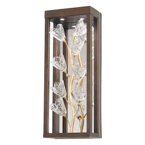 Maison Des Fleurs 2-Light Regal Bronze with Empire Gold Leaf LED Wall Sconce with Clear Glass Flowers