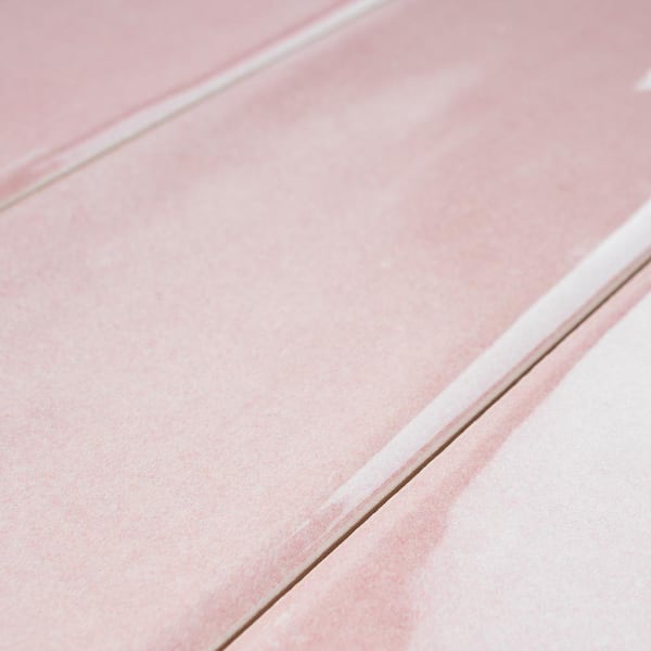 MOLOVO Cyra Pink 2.95 in. x 11.81 in. Polished Ceramic Subway Wall