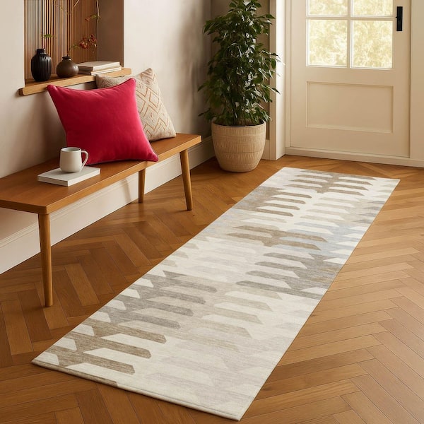 Chantille Machine Washable Indoor/Outdoor Abstract ACN2328 Ivory 2 ft. 3 in. x 7 ft. 6 in. Runner Rug