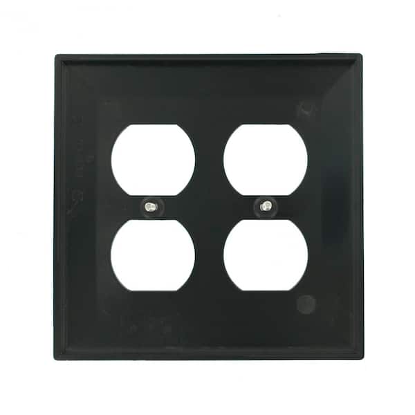 Leviton Black 2 Gang Duplex Outlet Wall Plate 1 Pack R55 0pj 00e The Home Depot