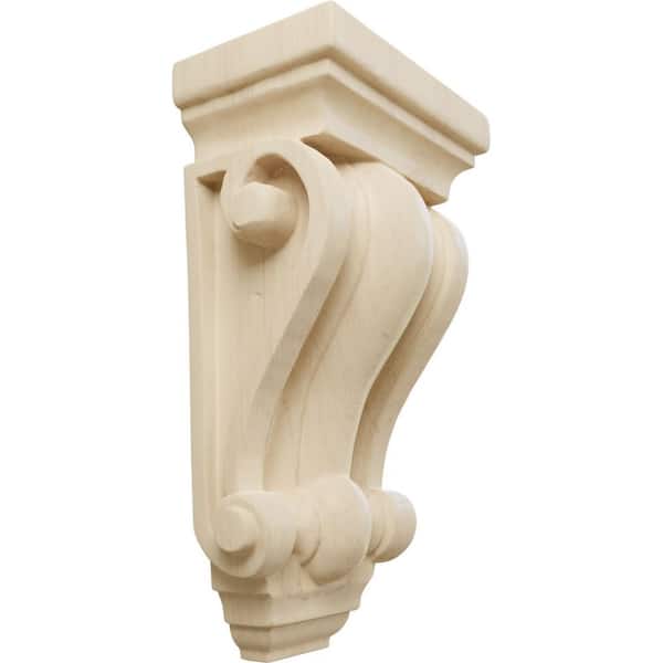 Ekena Millwork 2-1/2 in. x 4 in. x 7-1/2 in. Unfinished Wood Rubberwood Cole Pilaster Wood Corbel