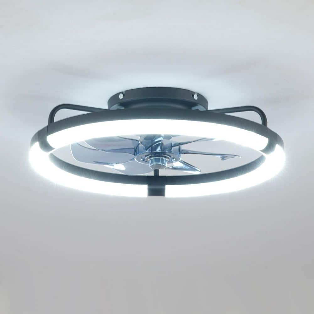20 in. Smart Indoor Matte Black Low Profile Standard Cage Ceiling Fan with Dimmable LED and Remote Control price history on PriceWatchPro