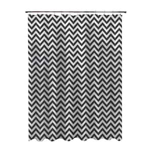 70 in. W x 72 in. H Medium Weight Decorative Printed PEVA Shower Curtain Liner in Multi-Color Step Up Chevron Pattern