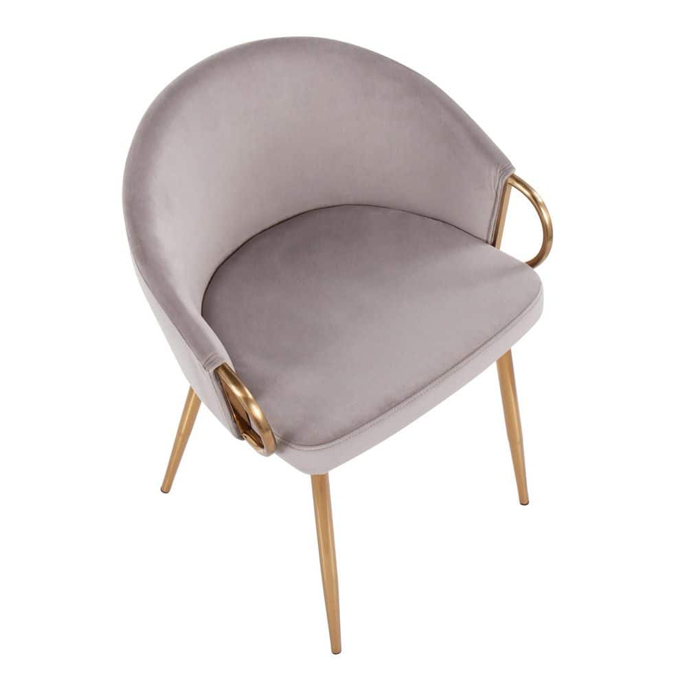 Claire Silver Velvet and Gold Metal Low Back Side Chair Set