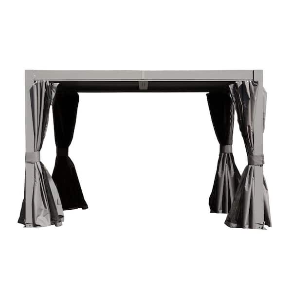 10 ft. x 10 ft. Gray Aluminum Outdoor Louvered Pergola with Adjustable Roof and Integrated Gutter System