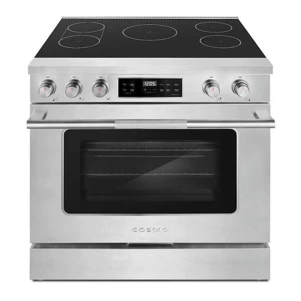 36 in. Stellar Collection 6.1 cu. ft. Induction Range, 5 Burner Ceramic Glass Cooktop, Convection Oven, Stainless Steel