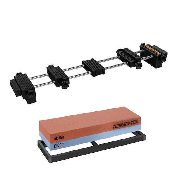 Sharpening Stone and Holder Set Sink Bridge Stone Holder w/ Dual Sided 400/1000 Grit Whetstone and Non-Slip Rubber Base