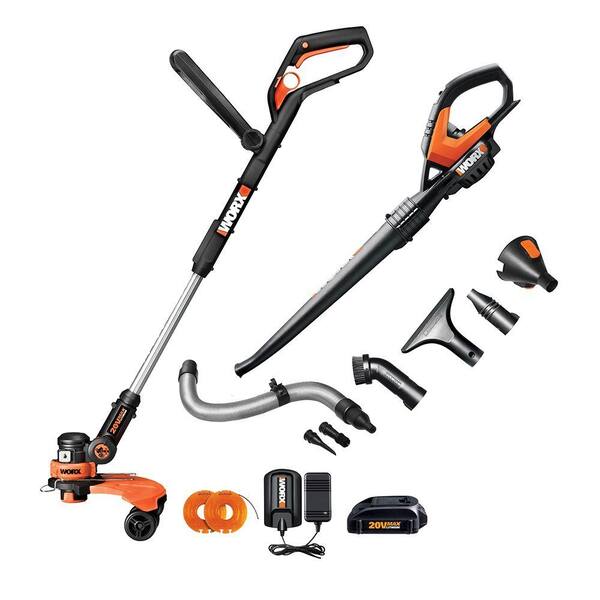Worx 20-Volt Lithium-Ion Cordless String Trimmer/Blower Combo Kit with Air Attachments