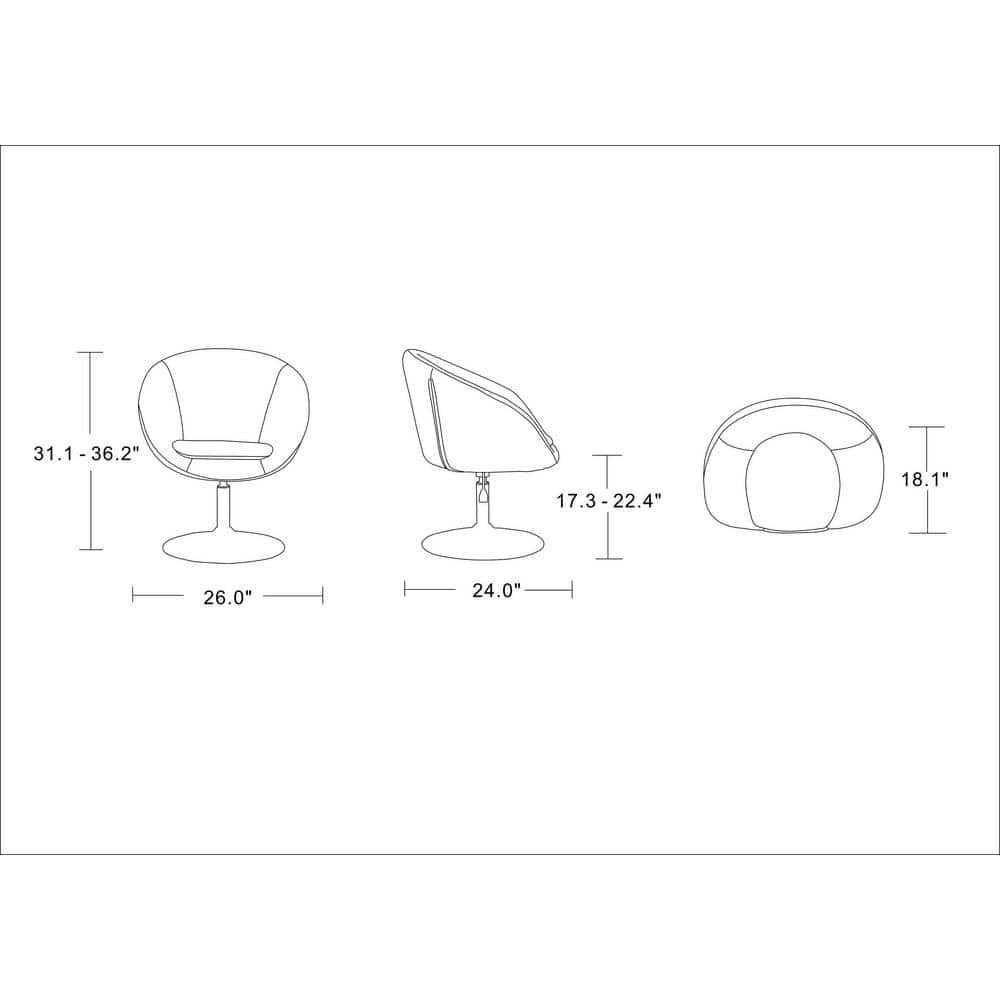 Hopper Contemporary White Faux Leather Swivel Chair with Chrome Base