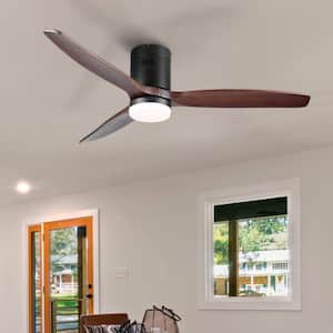 52 in. Indoor Integrated Dimmable LED Light Indoor Low Profile Solid Wood Ceiling Fan with Remote Control