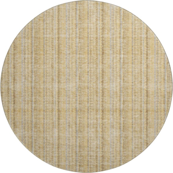 Mayfield Premium Machine Washable Abstract AMF982 Wheat 8 ft. x 8 ft. Round Rug