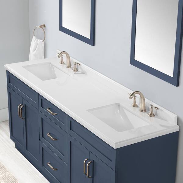 Home Decorators Collection Lincoln 72 In W Bath Vanity Midnight Blue With Engineered Stone Top White Basins The Depot Home Decorators Collection Lincoln 72, Home Depot Double Vanity Blue Light