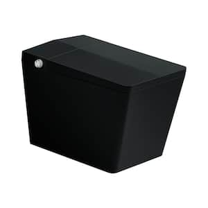 12in. 1-Piece 1.28 GPF Single Flush Square Smart Toilet in Matte Black Seat Included with Heated Seat and Auto Flush