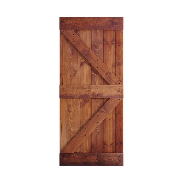 COAST SEQUOIA INC K Series 36 in. x 84 in. Red Walnut DIY Knotty Pine Wood Barn Door Slab