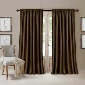 All Seasons Chocolate Solid Polyester 52(in)X84(in) Rod Pocket/Back Tab Blackout Curtain Panel