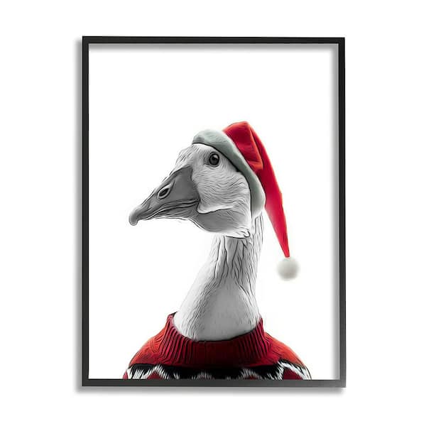 Stupell Industries Duck in Santa Hat by Annalisa Latella 1-Piece Framed Graphic Print Animal Poster Art Print 20 in. x 16 in.