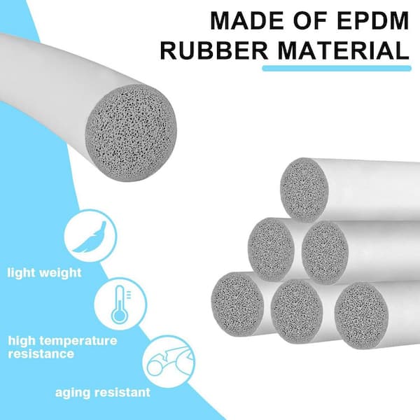 1/2 in. dia. x 16.4 ft. Gray EPDM Rubber Crack Filler Caulk Saver for Gaps and Weather Stripping Door Seal