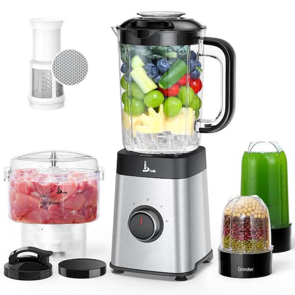 40 oz. Jar 2-Speed Gray 5 in 1 Blender with 17 oz. Cup, To-Go Lid for Shakes and Smoothies, Meat Chopped, Grinding