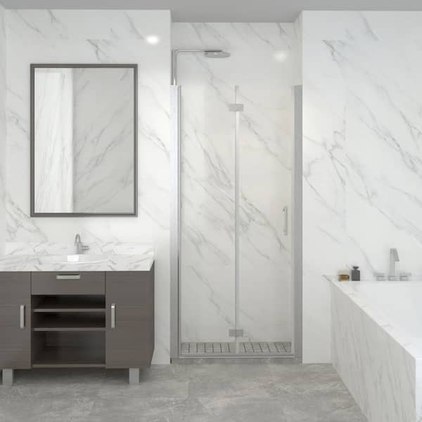 LTMATE 36 in. W x 72 in. H Bi-Fold Semi-Frameless Shower Door in Chorme Finish with Clear Glass