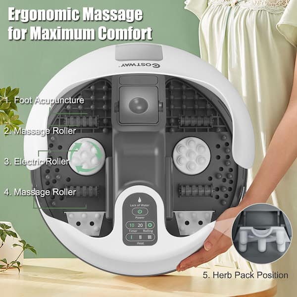 Costway Steam Foot Bath Massager Foot Sauna Care in Gray