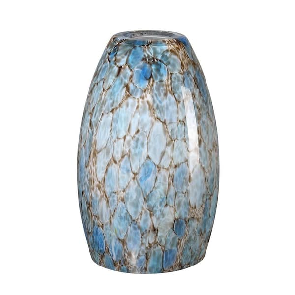 7.64 in. Blue Stone Art Glass Drum Pendant Light Shade with 1.65 in. Fitter (Not Included)