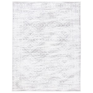 Classic Vintage White/Gray 8 ft. x 10 ft. Border Distressed Area Rug