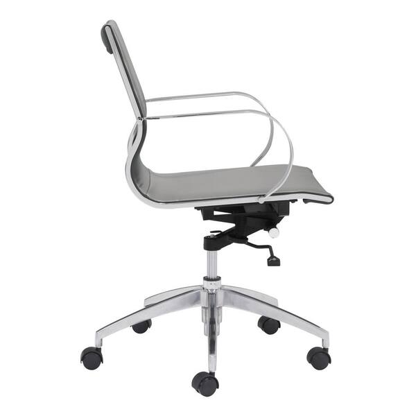 Glider Low Back Office Chair Gray - Zuo Modern 100835