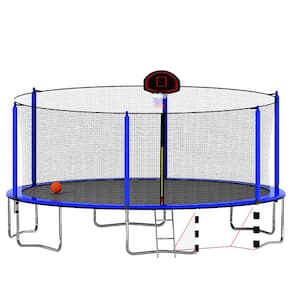 16 ft. Trampoline with with Soccer Goal Basketball Hoop pump and Ladder, Blue