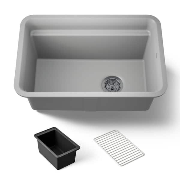 Cairn 18-5/16 in. x 27-1/2 in. x12-5/8 in. Composite Undermount Utility Sink in Matte Grey