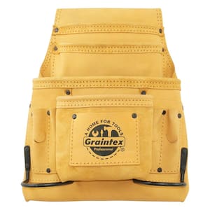 10 Pocket Yellow Top Grain Leather Nail & Tool Pouch