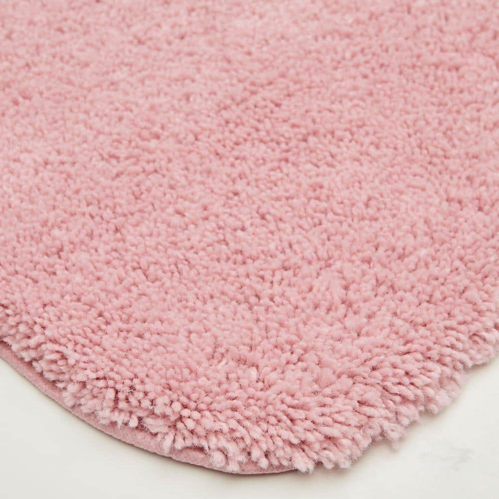 Dusty Pink Soft Plush Rectangle Bath Mat for Powder Room