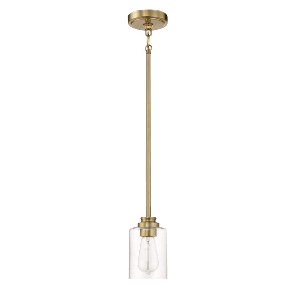 Elegant Mini Pendant Light in Satin Brass with Glass Shade