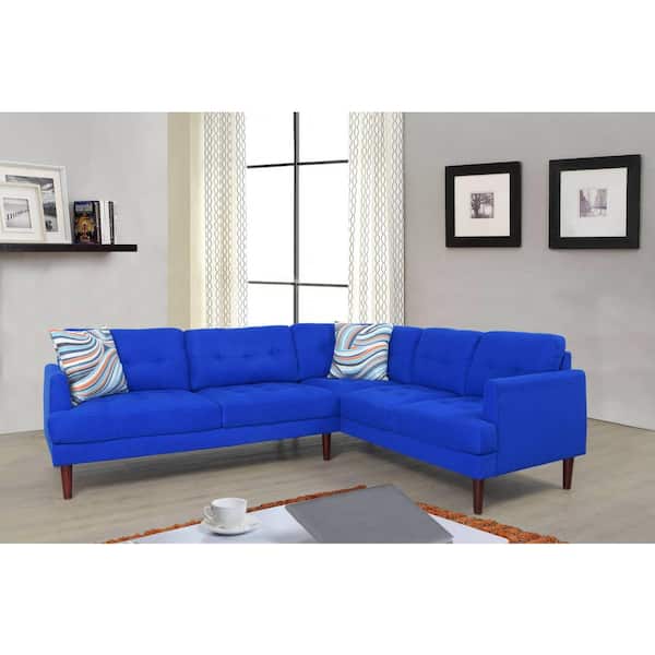 Star Home Living Blue Tufted Right Sectional Sofa Set (2-Piece)