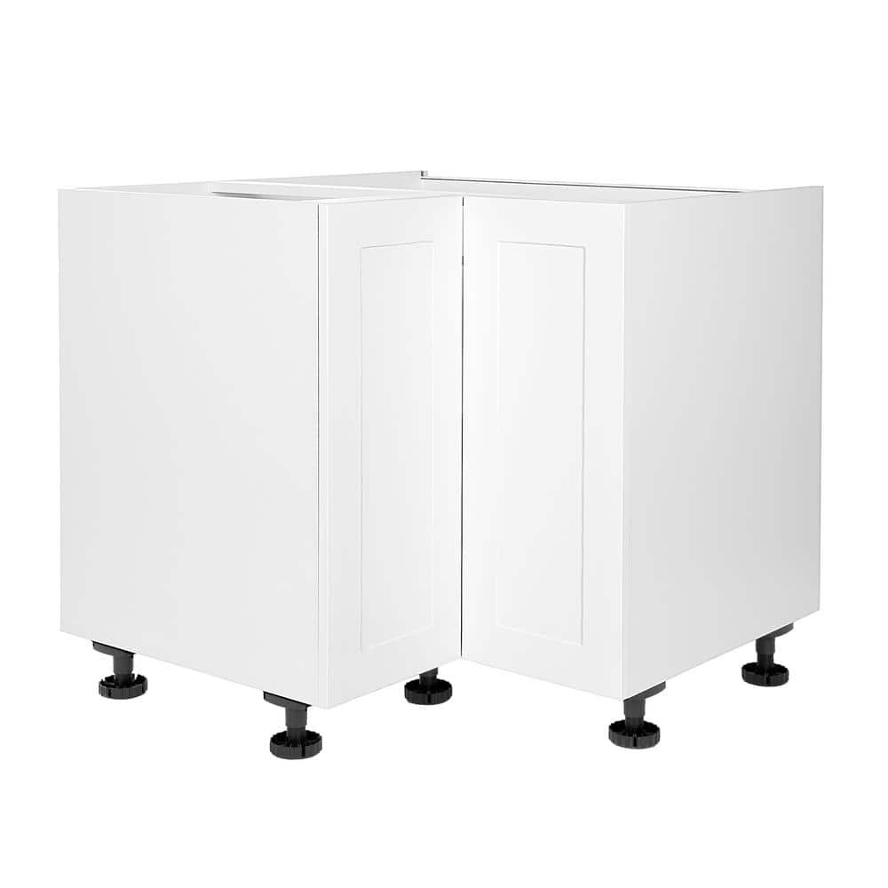 Cambridge Quick Assemble Modern Style with Soft Close, White Lazy Susan Base Kitchen Cabinet (36 in W x 24 in D x 34.50 in H), Shaker White -  SA-BULZ36-SW