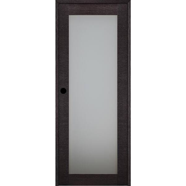 Belldinni Avanti 207 18 in. x 80 in. Left-Hand Frosted Glass Solid Composite Core Black Apricot Wood Single Prehung Interior Door