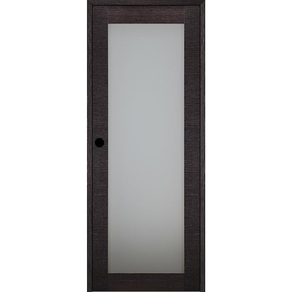 Belldinni Avanti 207 24 in. x 96 in. Left-Hand Frosted Glass Solid Composite Core Black Apricot Wood Single Prehung Interior Door