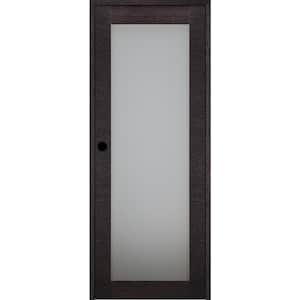 Avanti 207 18 in. x 96 in. Left-Hand Frosted Glass Solid Composite Core Black Apricot Wood Single Prehung Interior Door