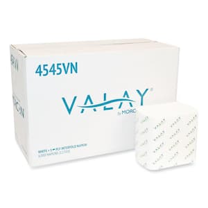 Valay Interfolded Napkins, 1-Ply, White, 6.5 in. x 8.25in. , 6,000/Carton
