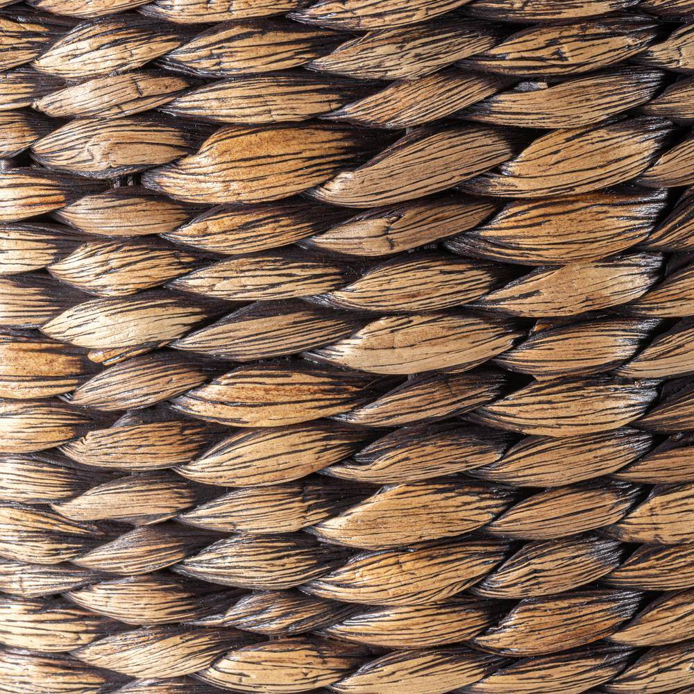 18" Brown Wash Handwoven Hyacinth Storage Accent Table