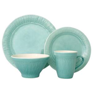Chromatic 16-Piece Aqua Dinnerware Set