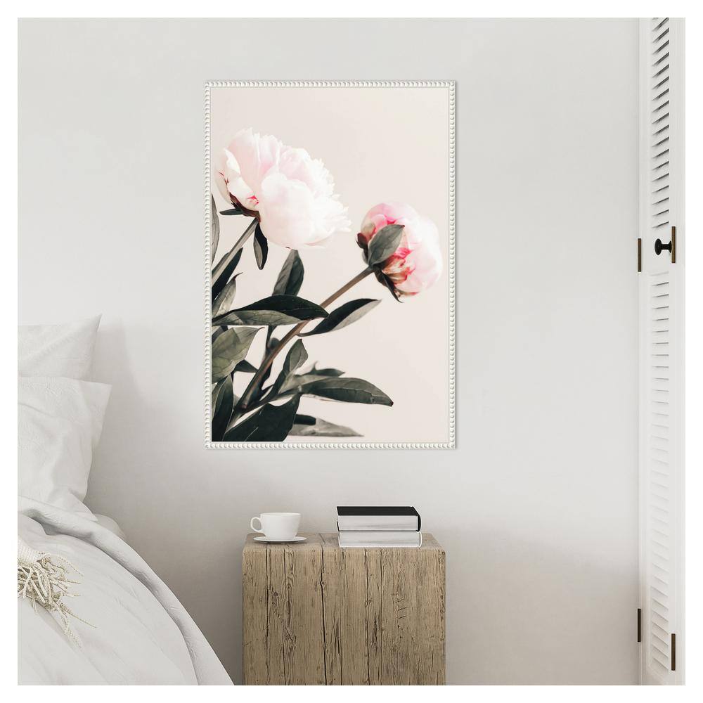 Beaded White Framed Peony Canvas Wall Art Print 23 x 33-in