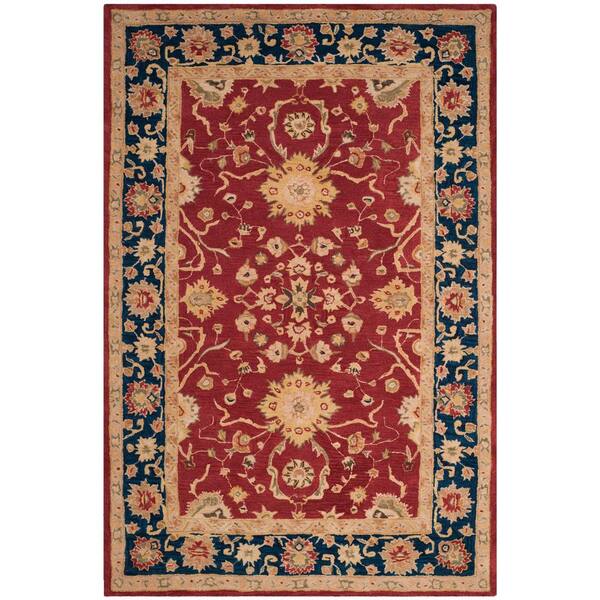 SAFAVIEH Anatolia Red/Navy 5 ft. x 8 ft. Border Antique Area Rug