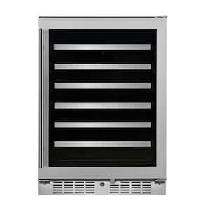 Transcend 24 in. 54-Bottle Seamless Stainless Steel Single Door Single Zone Built-In Wine Cooler