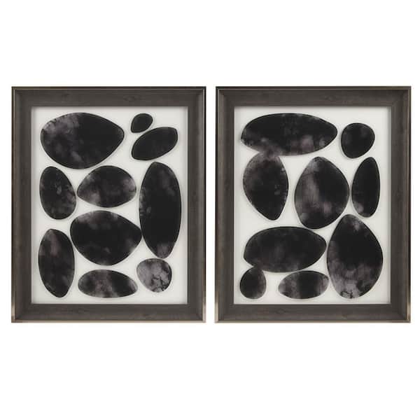 Miscool Anky 2-Piece Framed Art Print 23.12 in. x 19.12 in. Geo UV Printed Shadowbox Wall Art Set